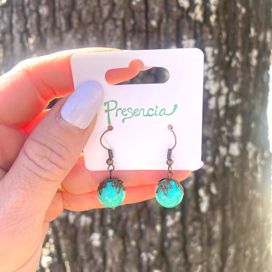 Tabitha Teal Leaf Wrap Earrings