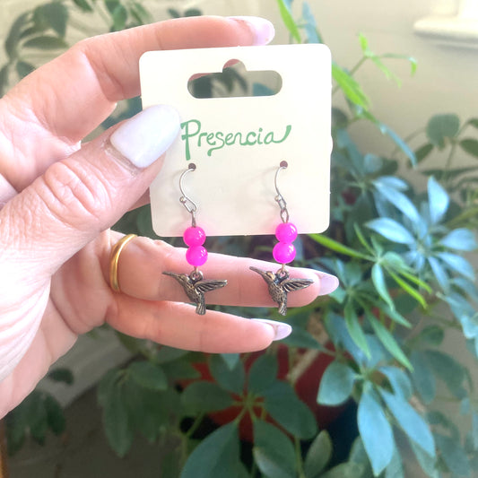 Lupita Pink Hummingbird Earrings