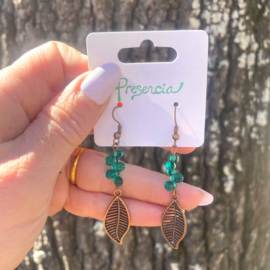 Camila Rain Drop Copper Leaf Earrings