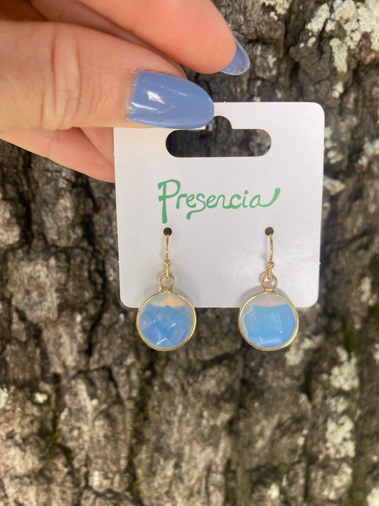 Moonstone Circle Drop Earrings