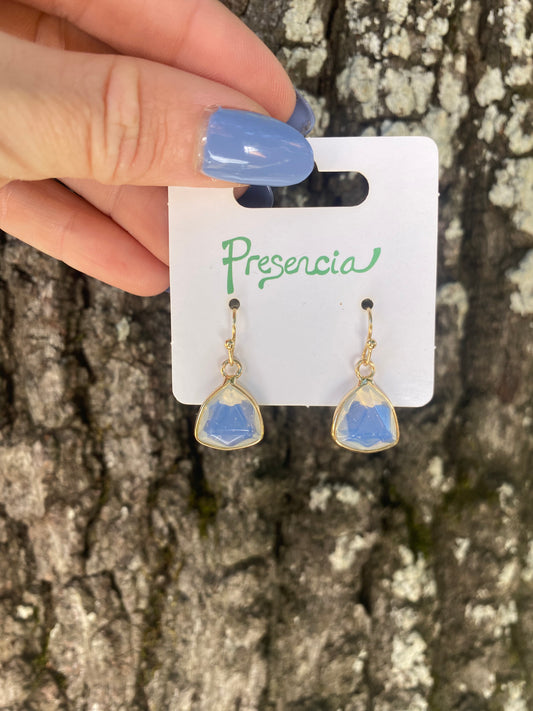 Moonstone Triangle Drop Earrings